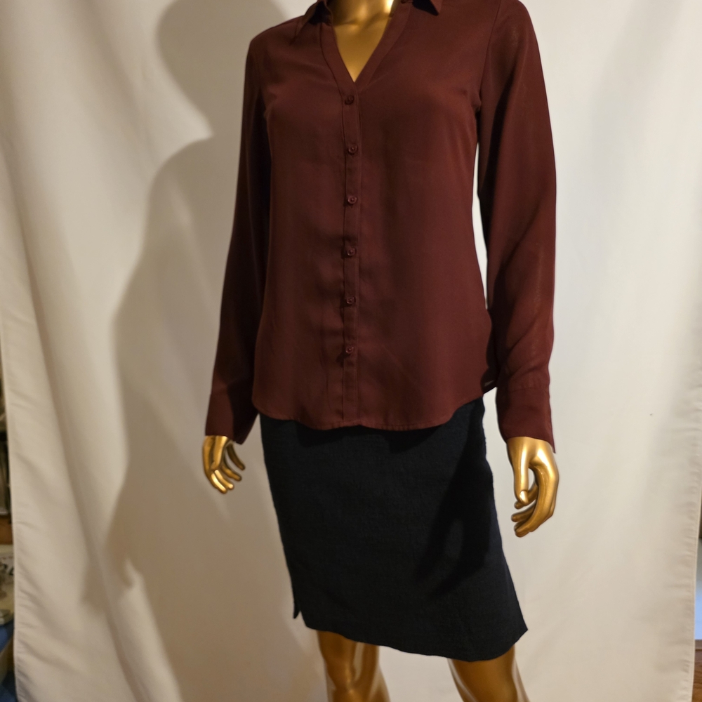 Express Maroon Blouse and Charcoal Skirt Set